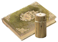 a memory book and candle